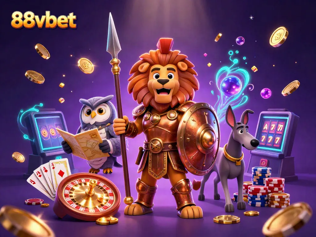 Experience exciting gaming with 88vbet in this captivating 3D casino illustration.