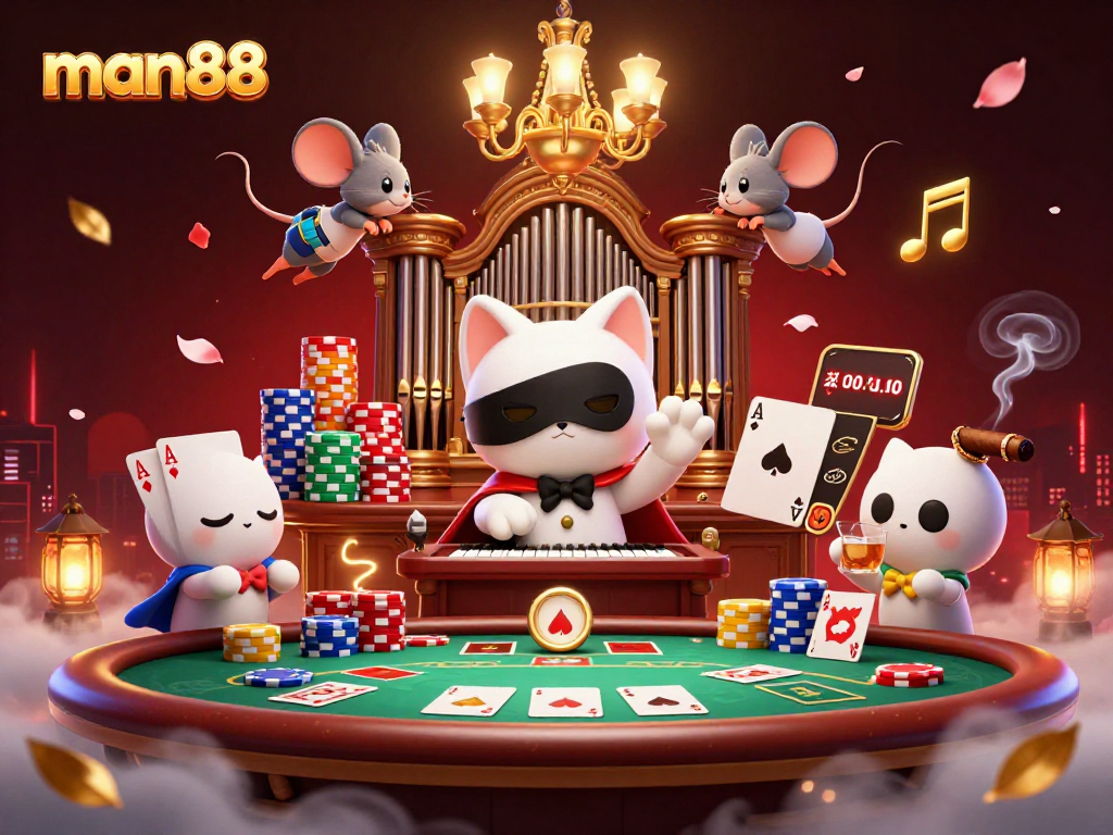 Engage in thrilling gaming at man88 with vibrant characters and casino elements, bringing excitement to your bets.