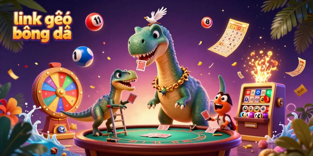Engage with the dynamic scene featuring the brontosaurus overlooking a poker game, capturing the essence of link vào kết quả bóng đá.