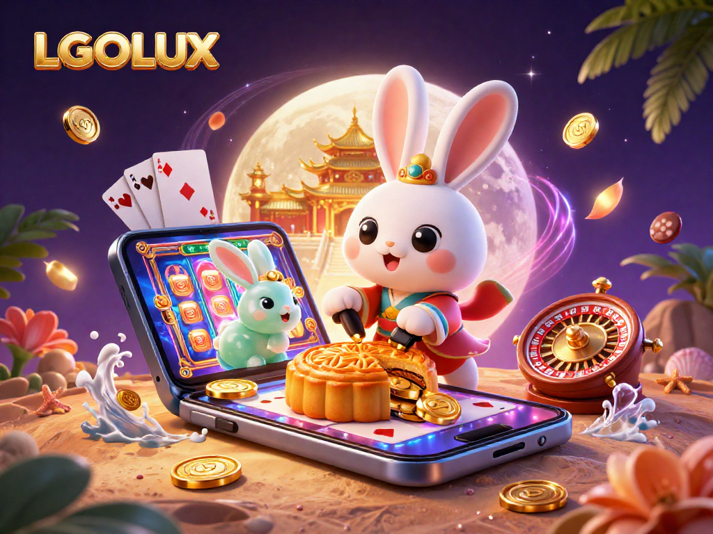 Play exciting slot games with LGOLUX featuring cartoon rabbits and poker chips in stunning detail.