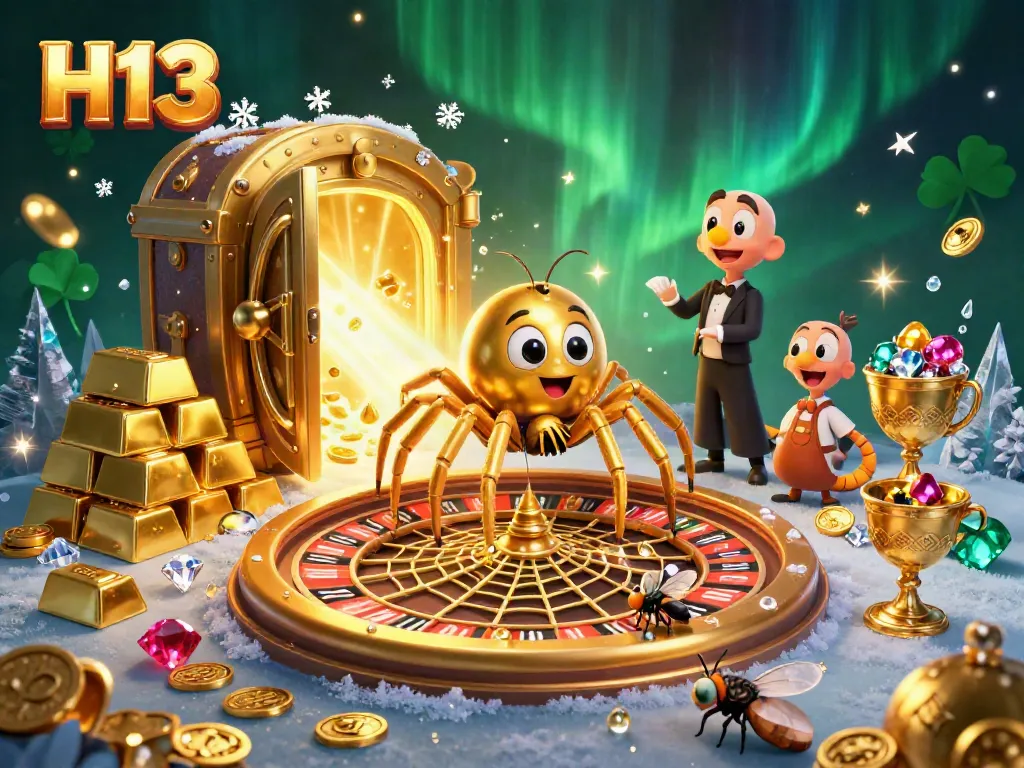 Engage in casino excitement with the H13 roulette wheel web spun by a golden spider.