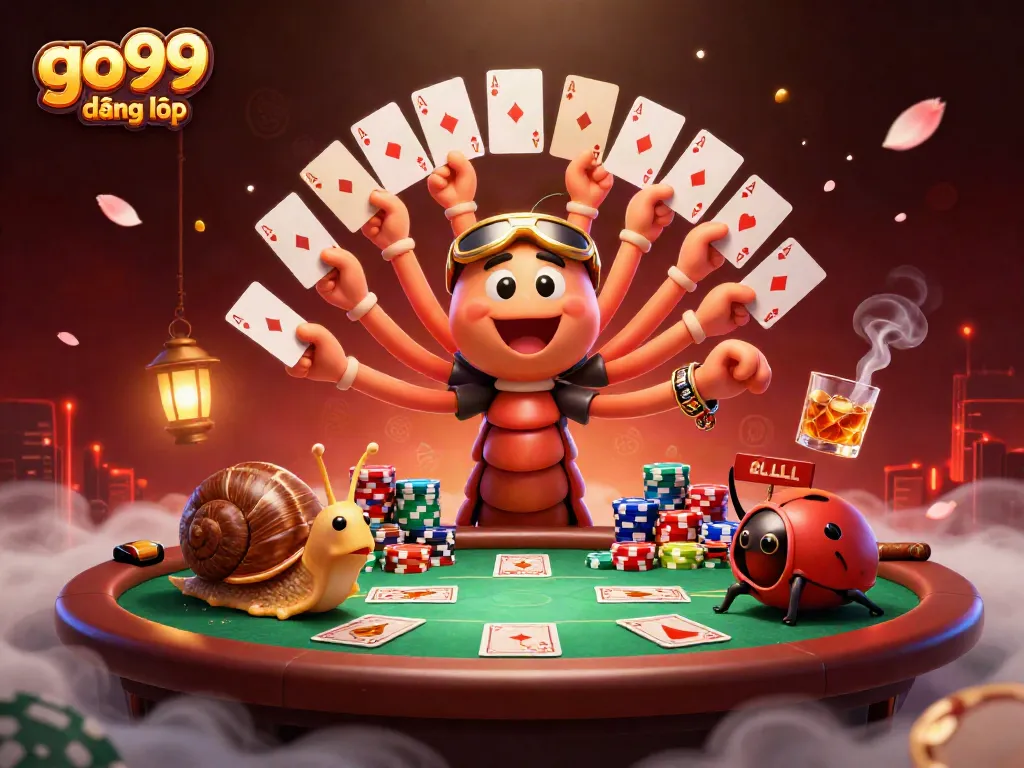 Experience go99 đăng nhập gaming with an exciting millipede dealer at a vibrant poker table.
