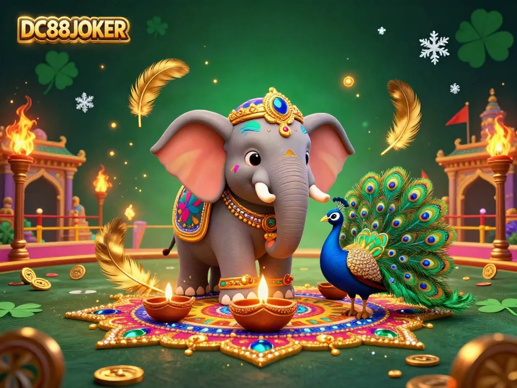 Spin and win with DC88JOKER in this vibrant 3D digital illustration featuring an enchanting gaming scene.