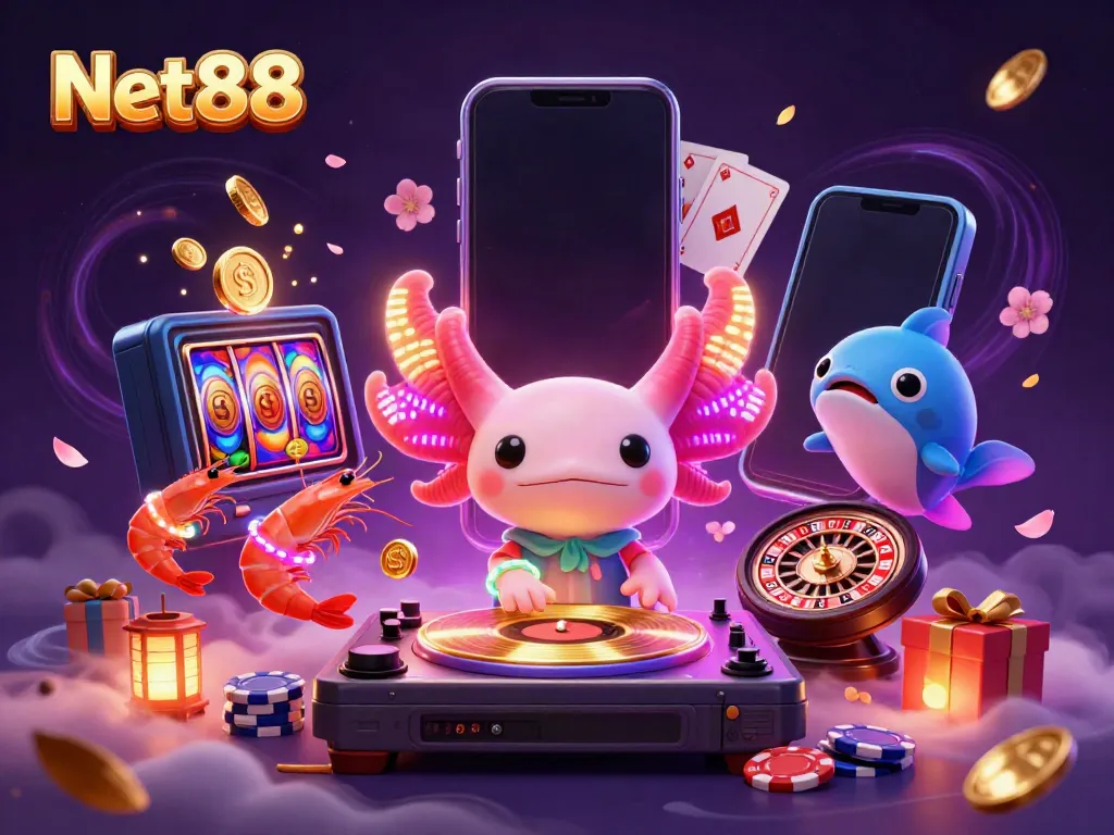 Experience exciting gameplay with Net88 in a vibrant underwater casino scene adding colorful 3D elements.