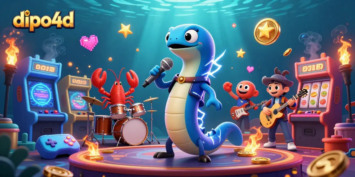 Experience the electrifying dipo4d underwater casino scene featuring a DJ electric eel with vibrant sea creatures.