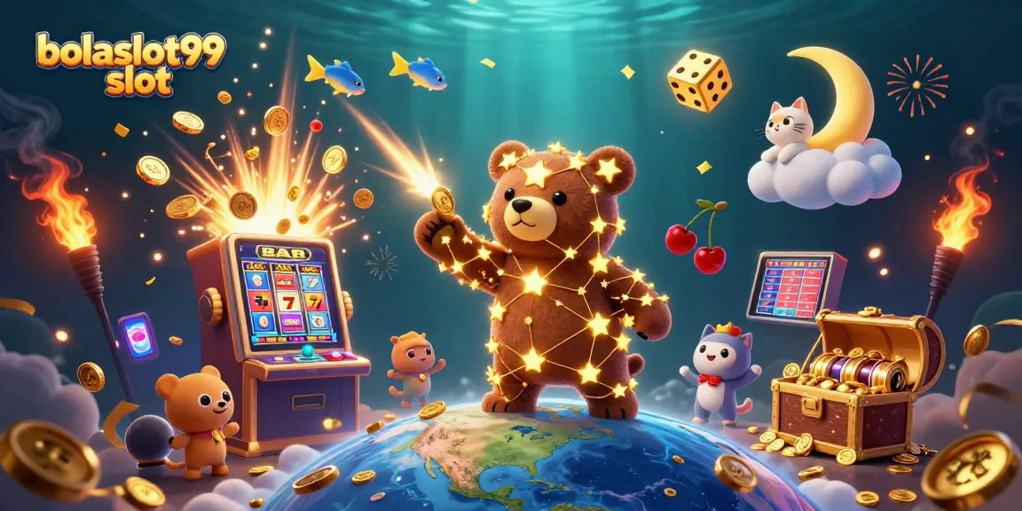 Experience the excitement of the bolaslot99 slot with a dynamic 3D casino illustration.