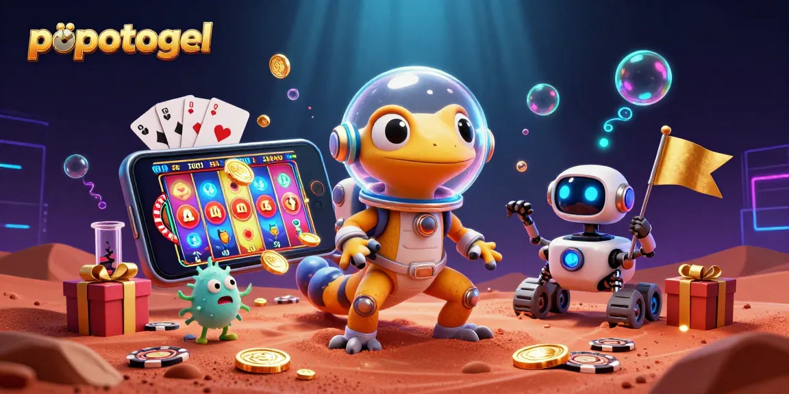 Mengalami keseruan permainan popotogel dengan karakter kartun alien di kasino emas di Mars.