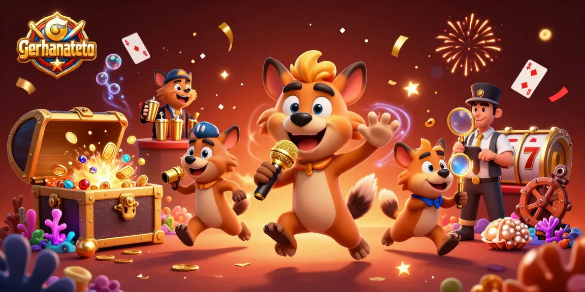 Bermain slot di gerhanatoto dengan hyena menghibur dan suasana kasino yang meriah.