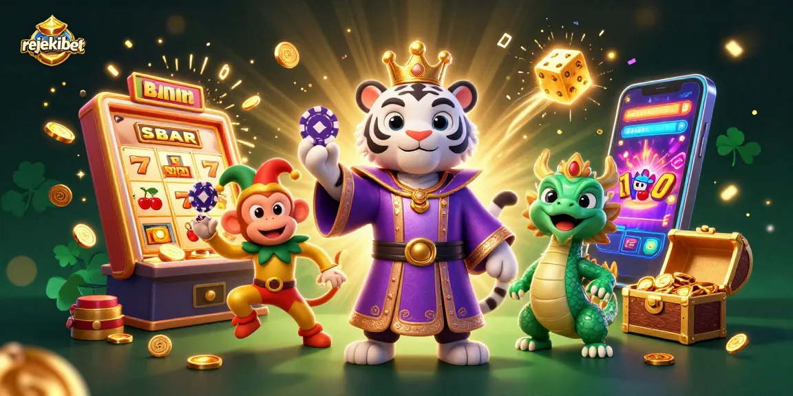 Experience rejekibet's thrilling world with a vibrant casino scene featuring characters and game elements.